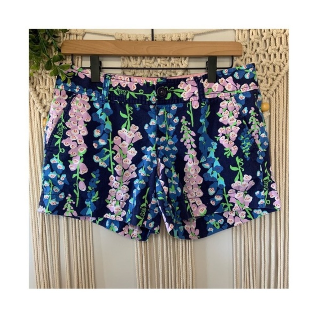 LILLY PULITZER‎ Foxy Foxglove Callahan Shorts 100% Cotton Size 4
